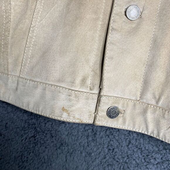 GAP Product RED Leather Mens SZ XL Suede Jacket Y2K Beige Military Rare Boxy - Picture 8 of 16